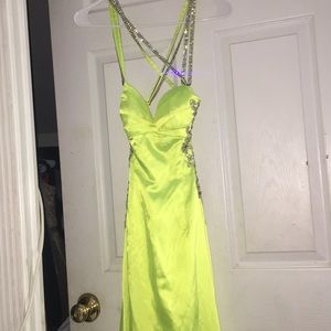 Neon yellow prom dress